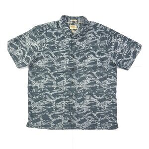 Quicksilver Waterman Short Sleeve Shirt Mens XL, Comfort Fit- Tribal Kelp Design